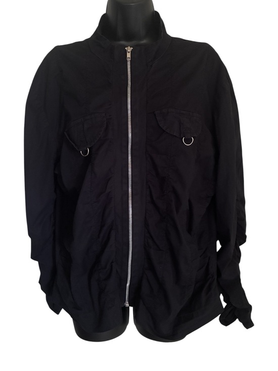 Caren Sport Jackets & Blazers - Vintage 90s Black Military-Style Punk Zip Front Moto Bomber Jacket Sz 3X